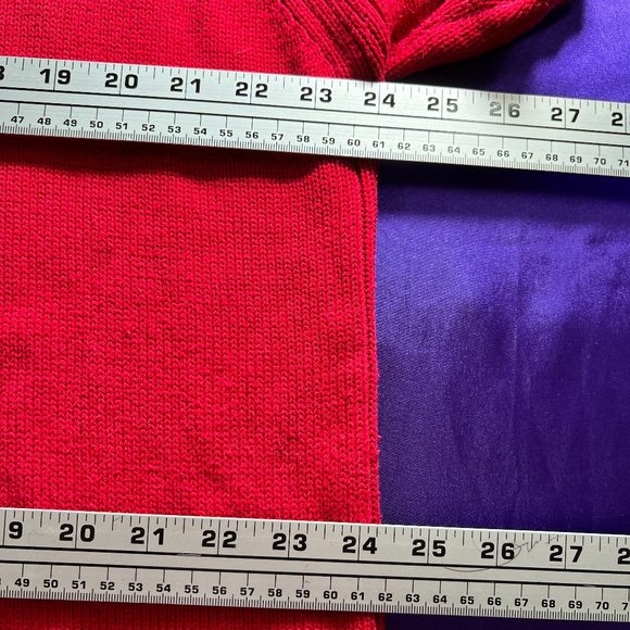 VTG📌Casual W.E.A.R Cotton Blend 2-Way Zipper Fire Red Cardigan with Collar - Picture 12 of 16